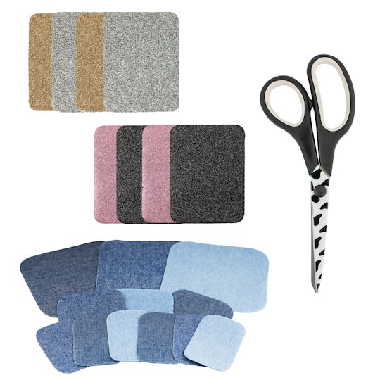 SINGER® Decorative Glitter & Denim DIY Iron-On Fabric Patch Kit with Scissors